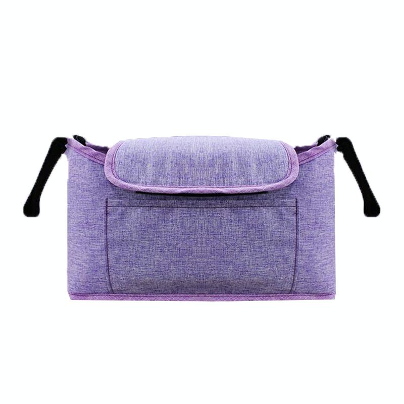 Stroller Storage Hanging Bag Multifunctional Large Capacity Stroller Bag(Linen Purple)
