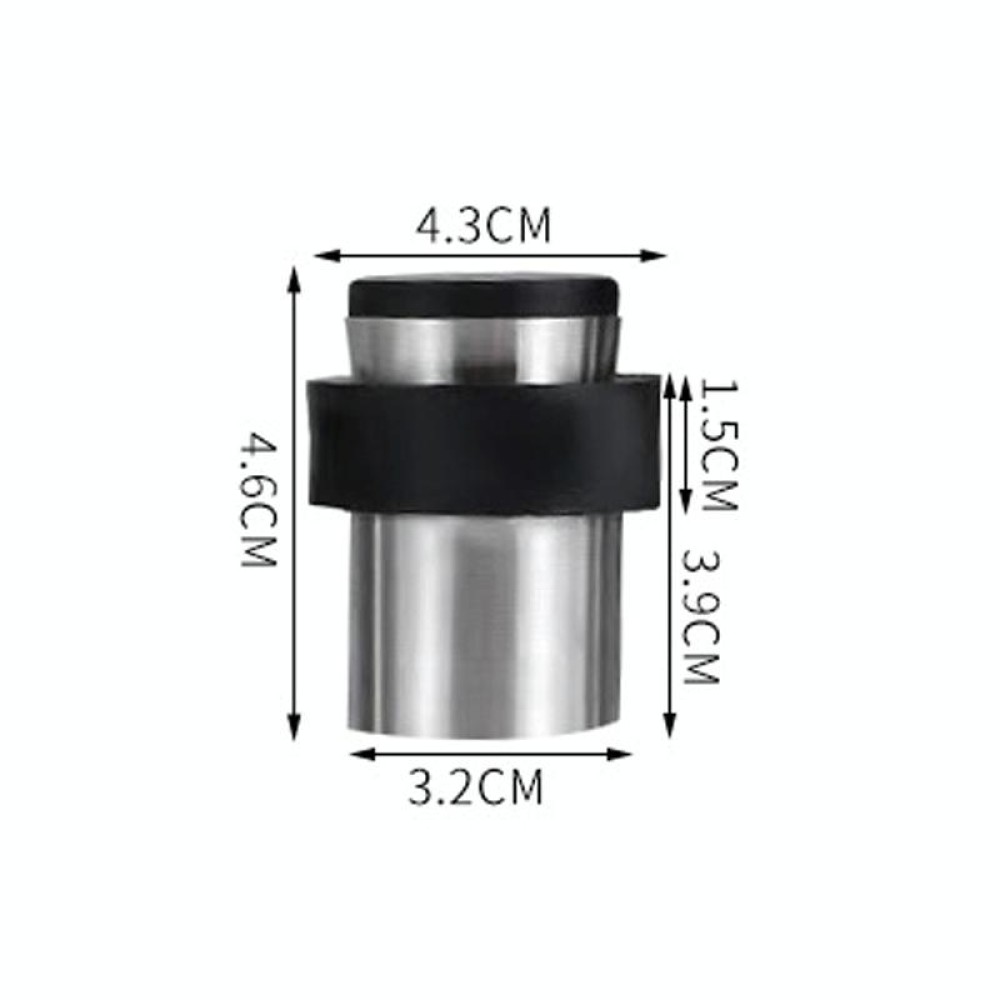 Rubber Anti-Collision Door Gear Punching Stainless Steel Round Door Resistant Home Floor-Shaped Cylindrical Door Touch, Specification: 46mm Punch-free