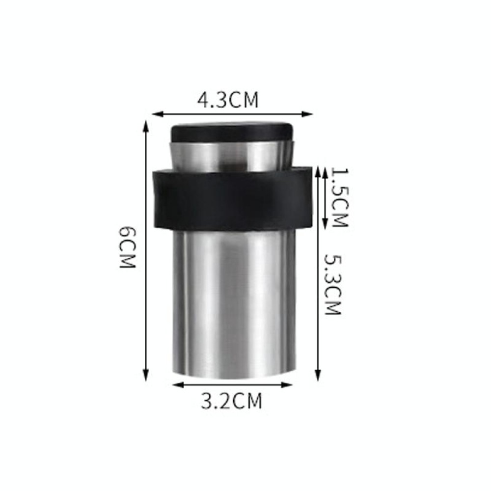 Rubber Anti-Collision Door Gear Punching Stainless Steel Round Door Resistant Home Floor-Shaped Cylindrical Door Touch, Specification: 60mm Punch-free