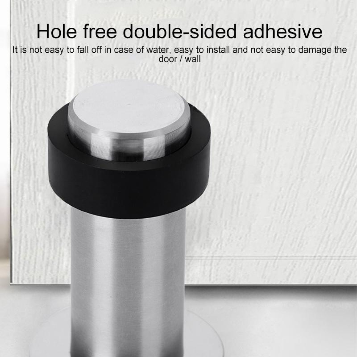 Rubber Anti-Collision Door Gear Punching Stainless Steel Round Door Resistant Home Floor-Shaped Cylindrical Door Touch, Specification: 80mm Punch-free
