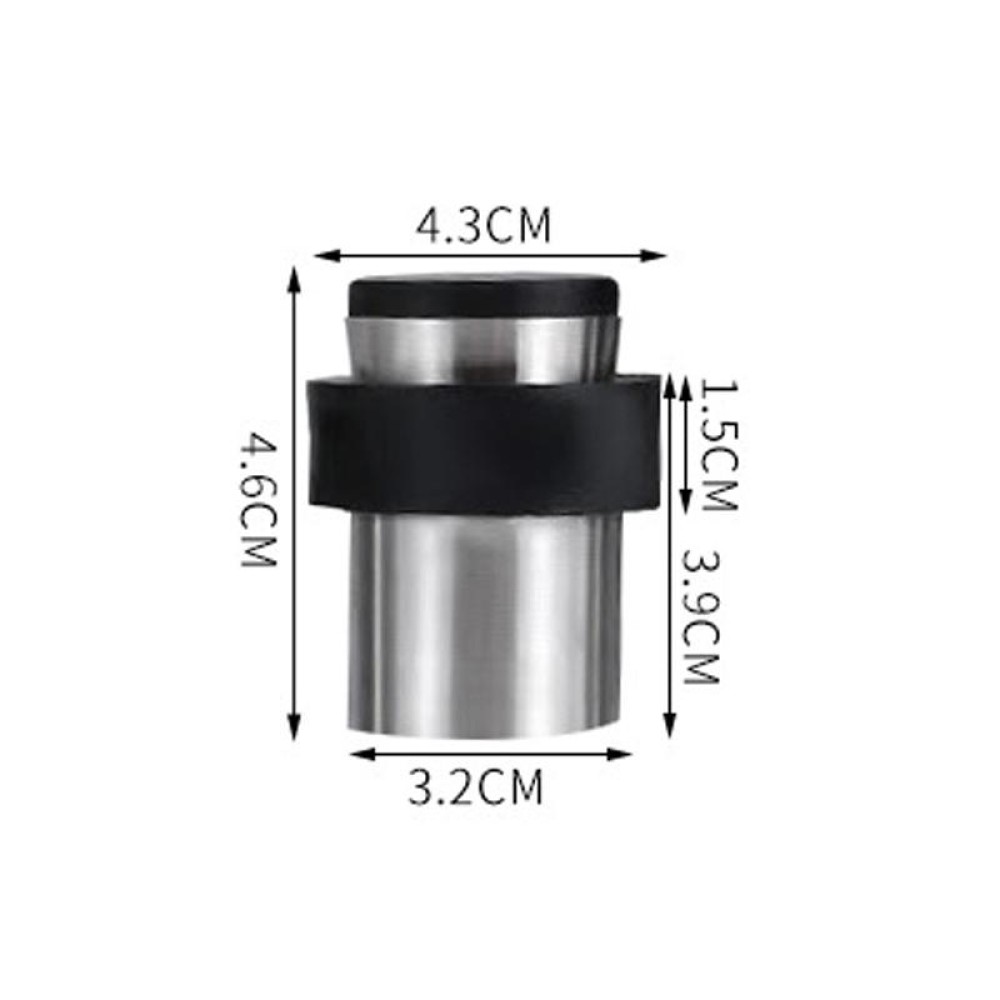 Rubber Anti-Collision Door Gear Punching Stainless Steel Round Door Resistant Home Floor-Shaped Cylindrical Door Touch, Specification: Brushed Steel 46mm With Plastic Head+Punch-free