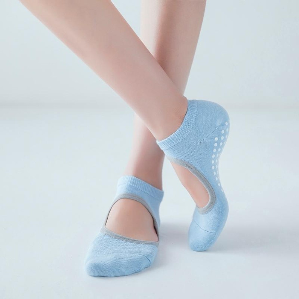 Backless Non-Slip Yoga Dance Socks Gym Indoor Floor Sports Socks, Size: 35-42(Light Blue)