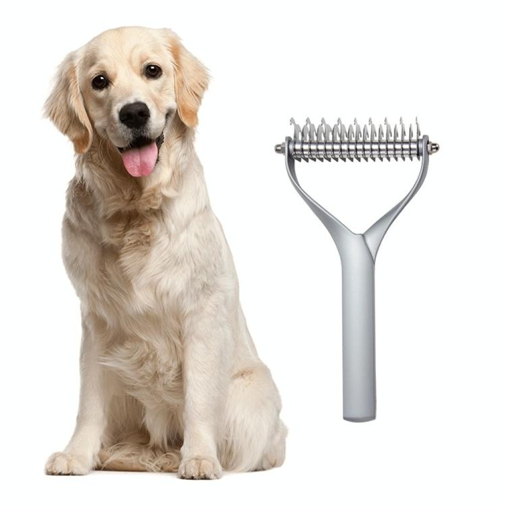 Pet Comb Zinc Alloy Double-Sided Cat Dog Cleaning Beauty Hair Removal Comb, Specification: Silver Large(Ordinary Packaging)