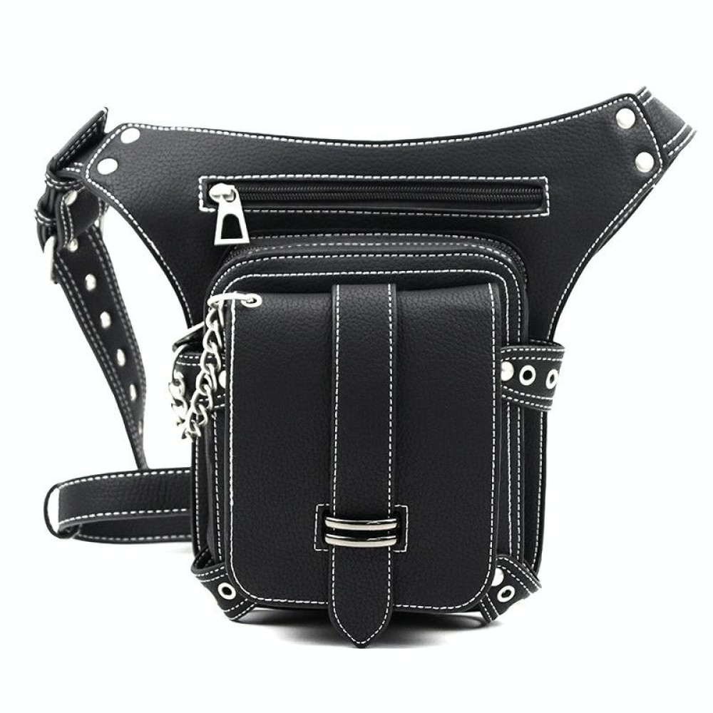 HG051 Steampunk Retro Waist Bag Outdoor One-Shoulder Messenger Bag(Black)
