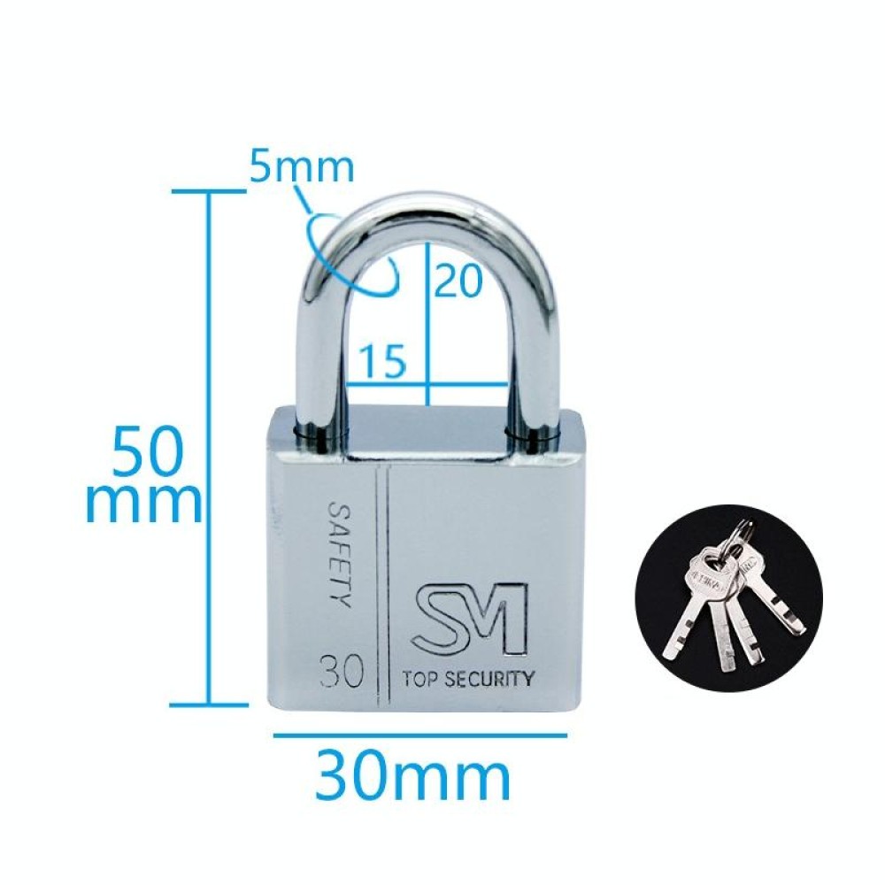 4 PCS Square Blade Imitation Stainless Steel Padlock, Specification: Short 30mm Not Open