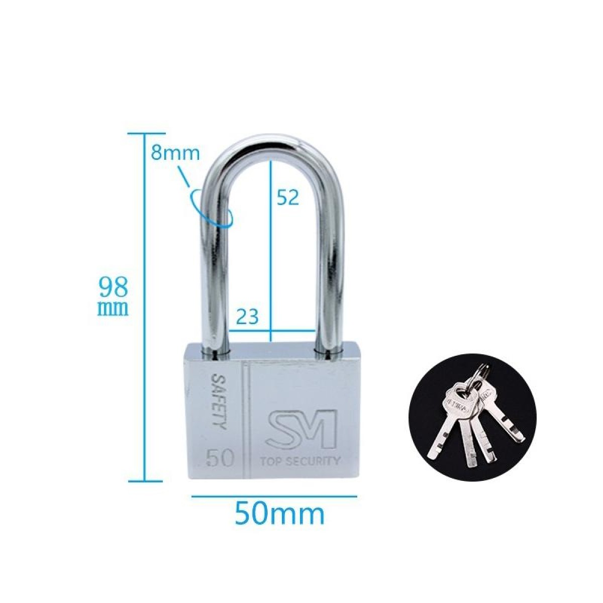 Square Blade Imitation Stainless Steel Padlock, Specification: Long 50mm Not Open