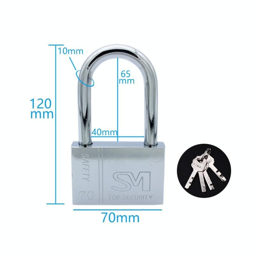 Square Blade Imitation Stainless Steel Padlock, Specification: Long 70mm Not Open