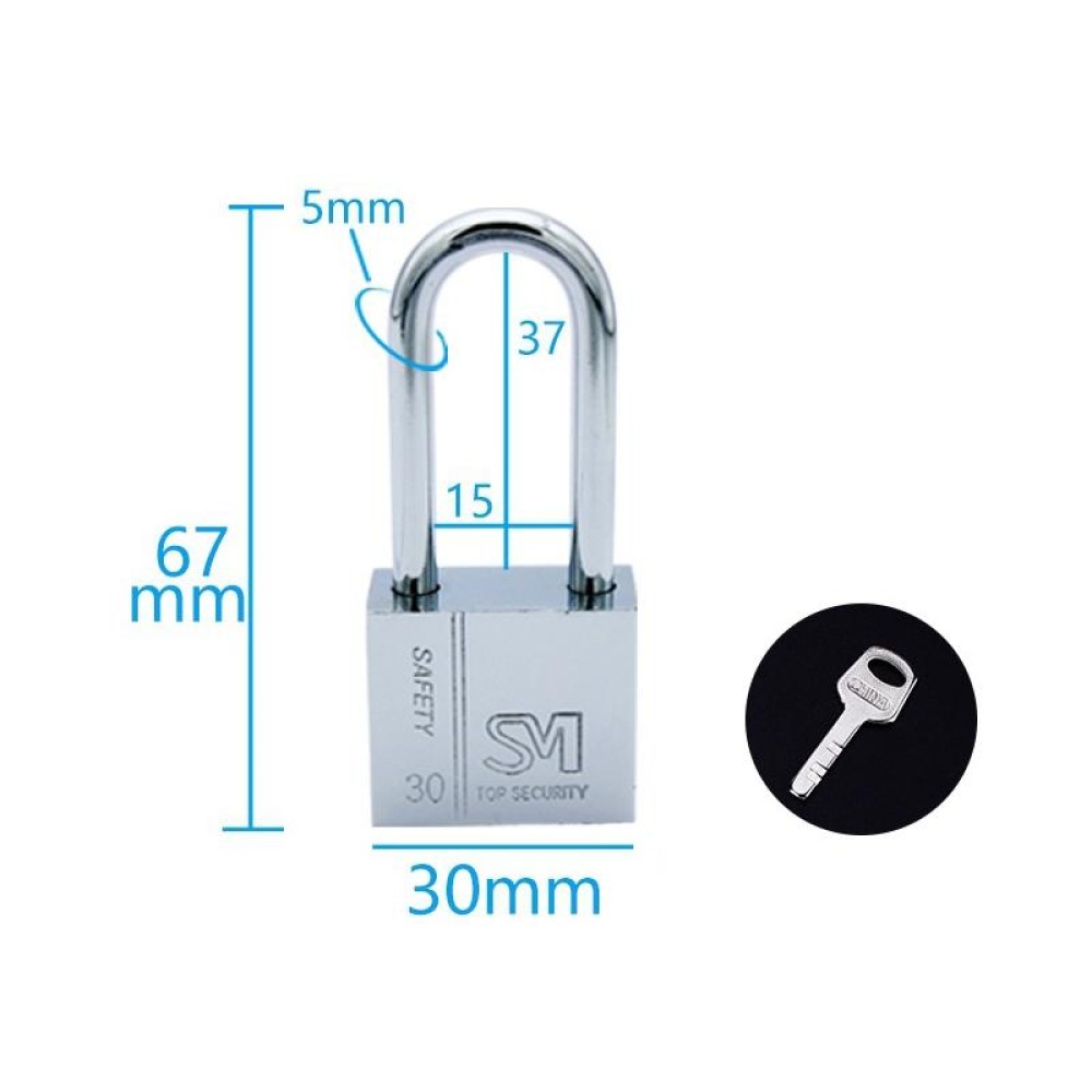4 PCS Square Blade Imitation Stainless Steel Padlock, Specification: Long 30mm Open