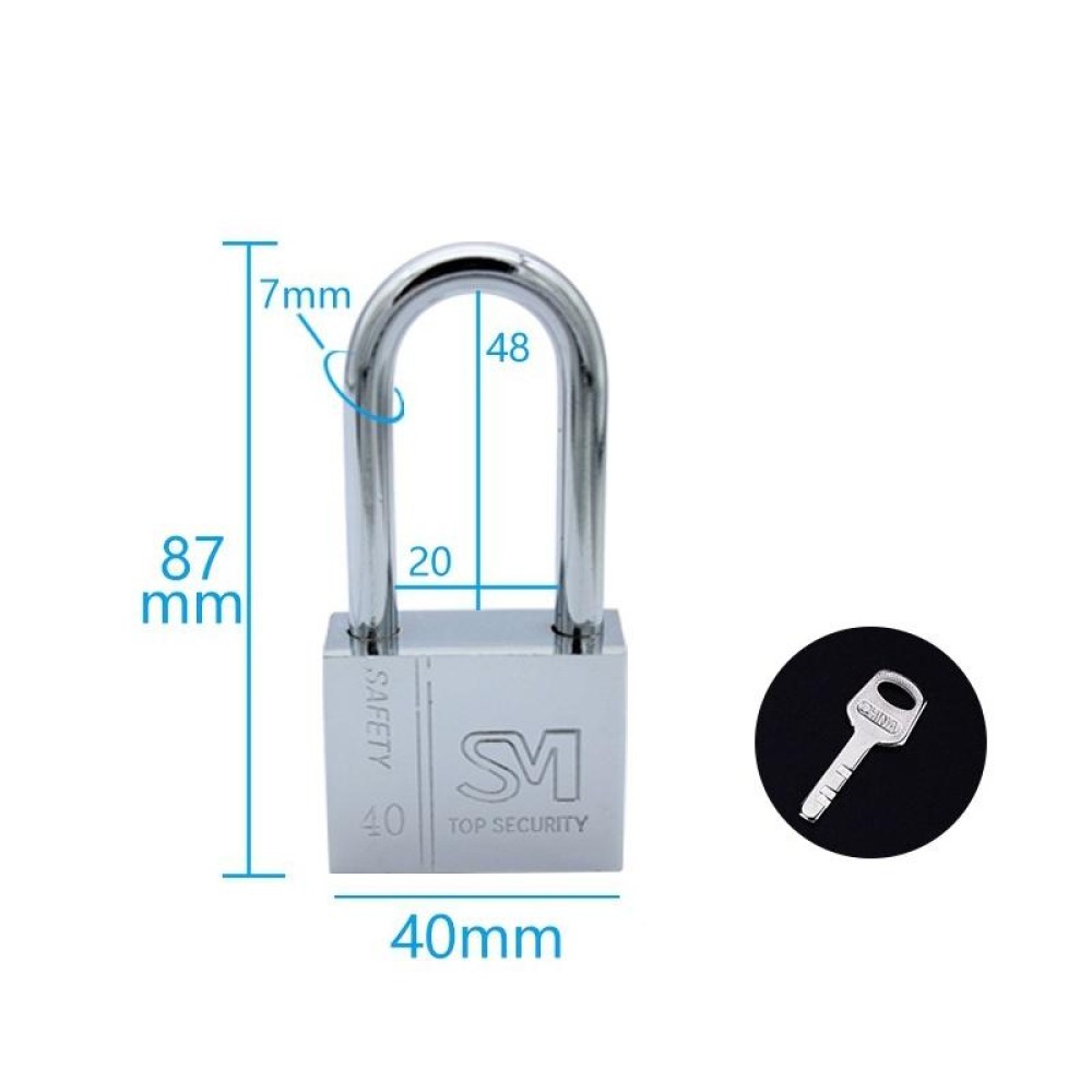 Square Blade Imitation Stainless Steel Padlock, Specification: Long 40mm Open