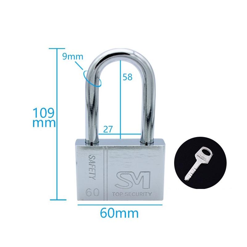 Square Blade Imitation Stainless Steel Padlock, Specification: Long 60mm Open
