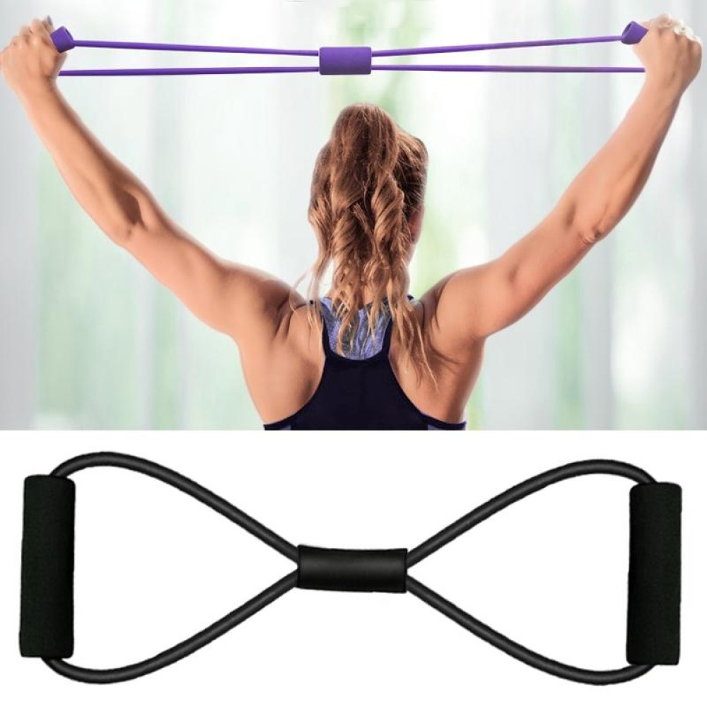 2 PCS Yoga Supplies 8-Word Tension Rope Tier Force Training To Make Chest Tube(Monochrome Black)