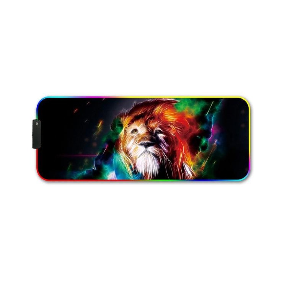 250x350x3mm F-01 Rubber Thermal Transfer RGB Luminous Non-Slip Mouse Pad(Colorful Lion)