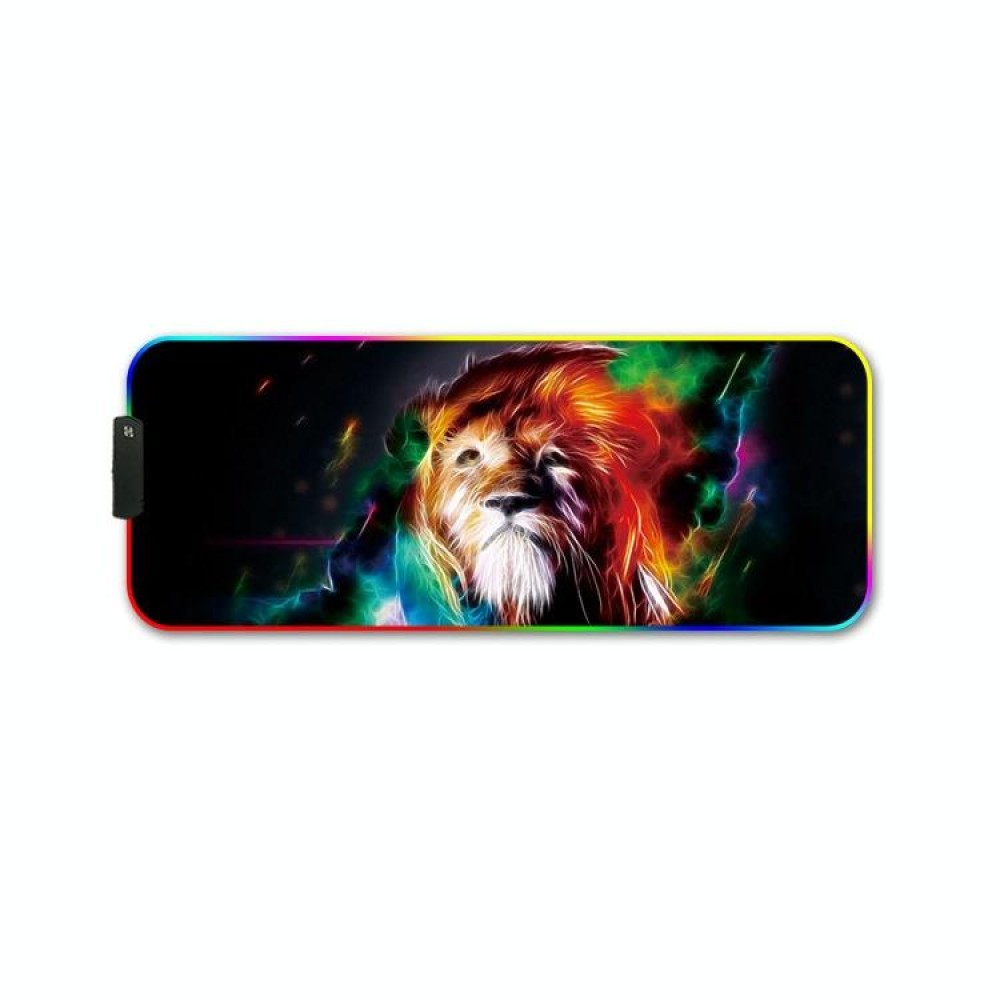 300x350x3mm F-01 Rubber Thermal Transfer RGB Luminous Non-Slip Mouse Pad(Colorful Lion)