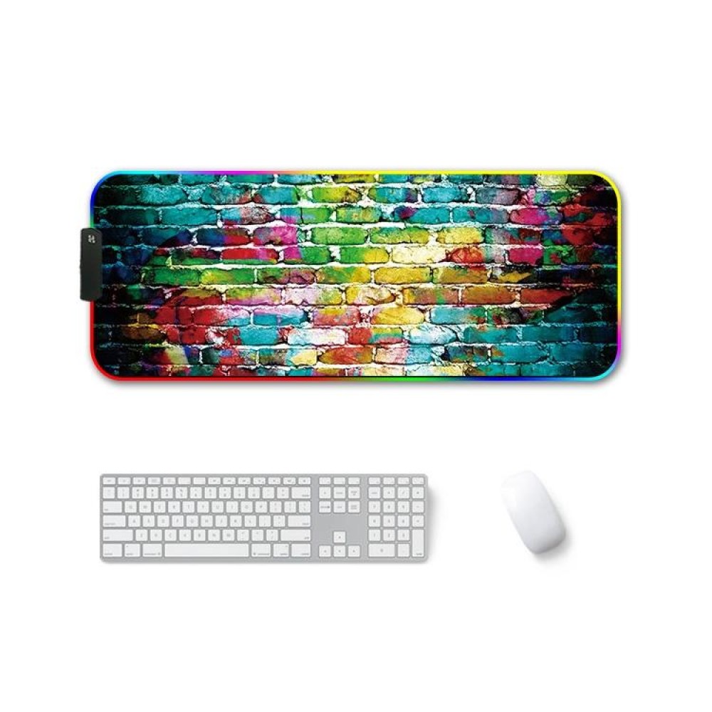 300x350x3mm F-01 Rubber Thermal Transfer RGB Luminous Non-Slip Mouse Pad(Colorful Brick)
