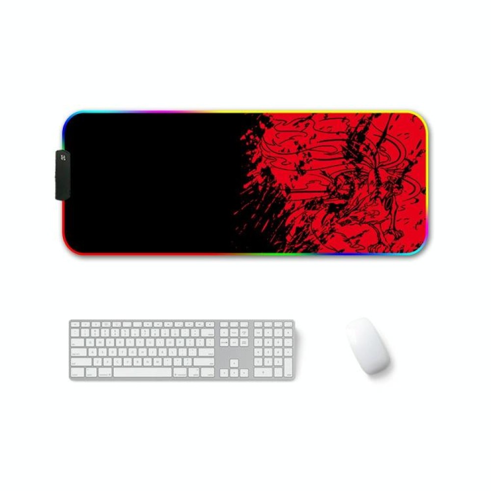 300x350x3mm F-01 Rubber Thermal Transfer RGB Luminous Non-Slip Mouse Pad(Red Fox)