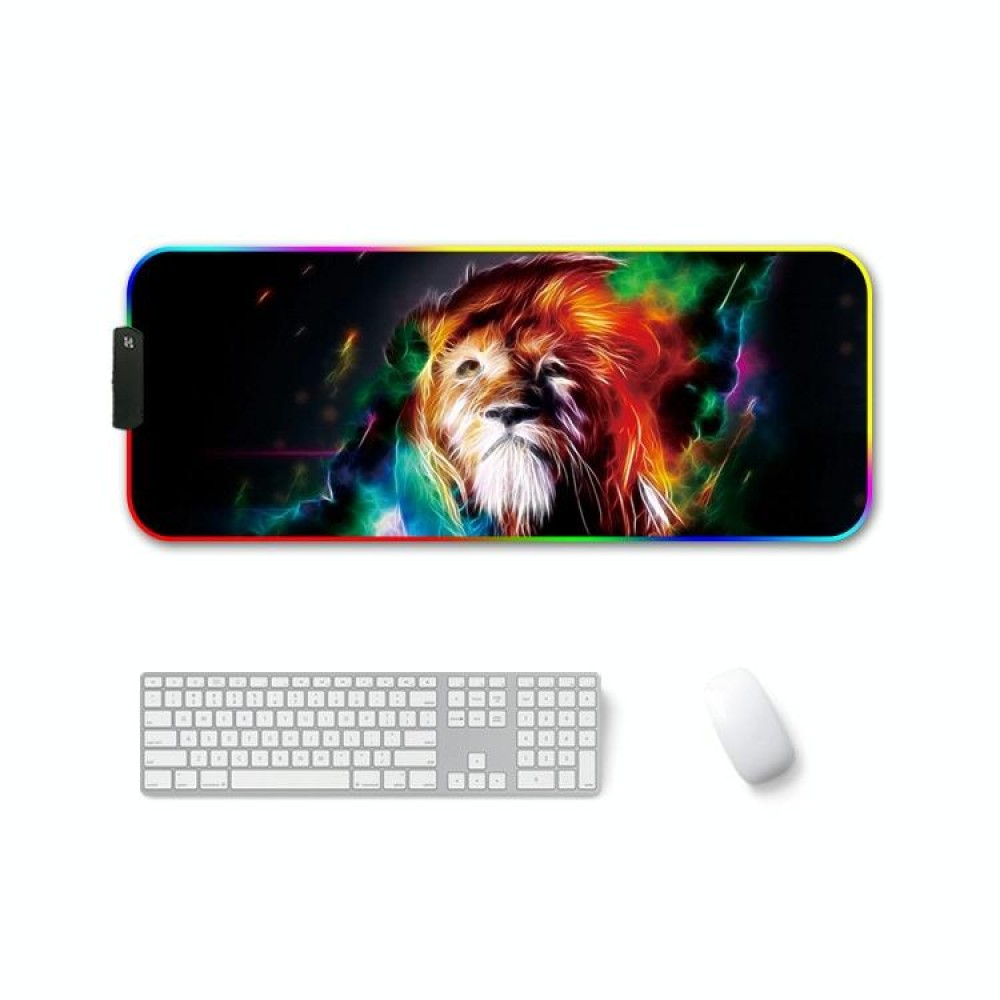 350x600x3mm F-01 Rubber Thermal Transfer RGB Luminous Non-Slip Mouse Pad(Colorful Lion)
