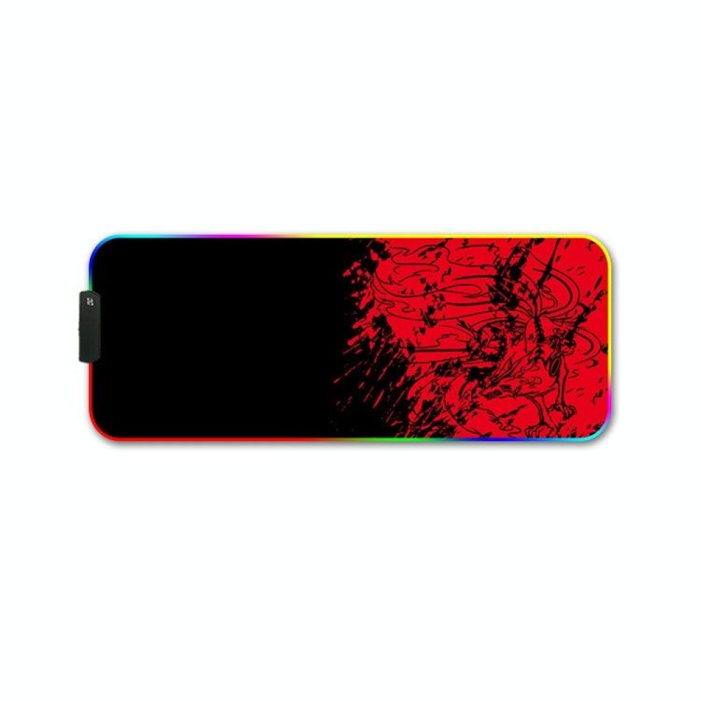 350x600x3mm F-01 Rubber Thermal Transfer RGB Luminous Non-Slip Mouse Pad(Red Fox)