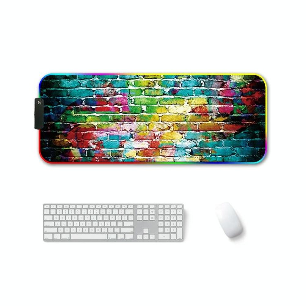 300x800x4mm F-01 Rubber Thermal Transfer RGB Luminous Non-Slip Mouse Pad(Colorful Brick)