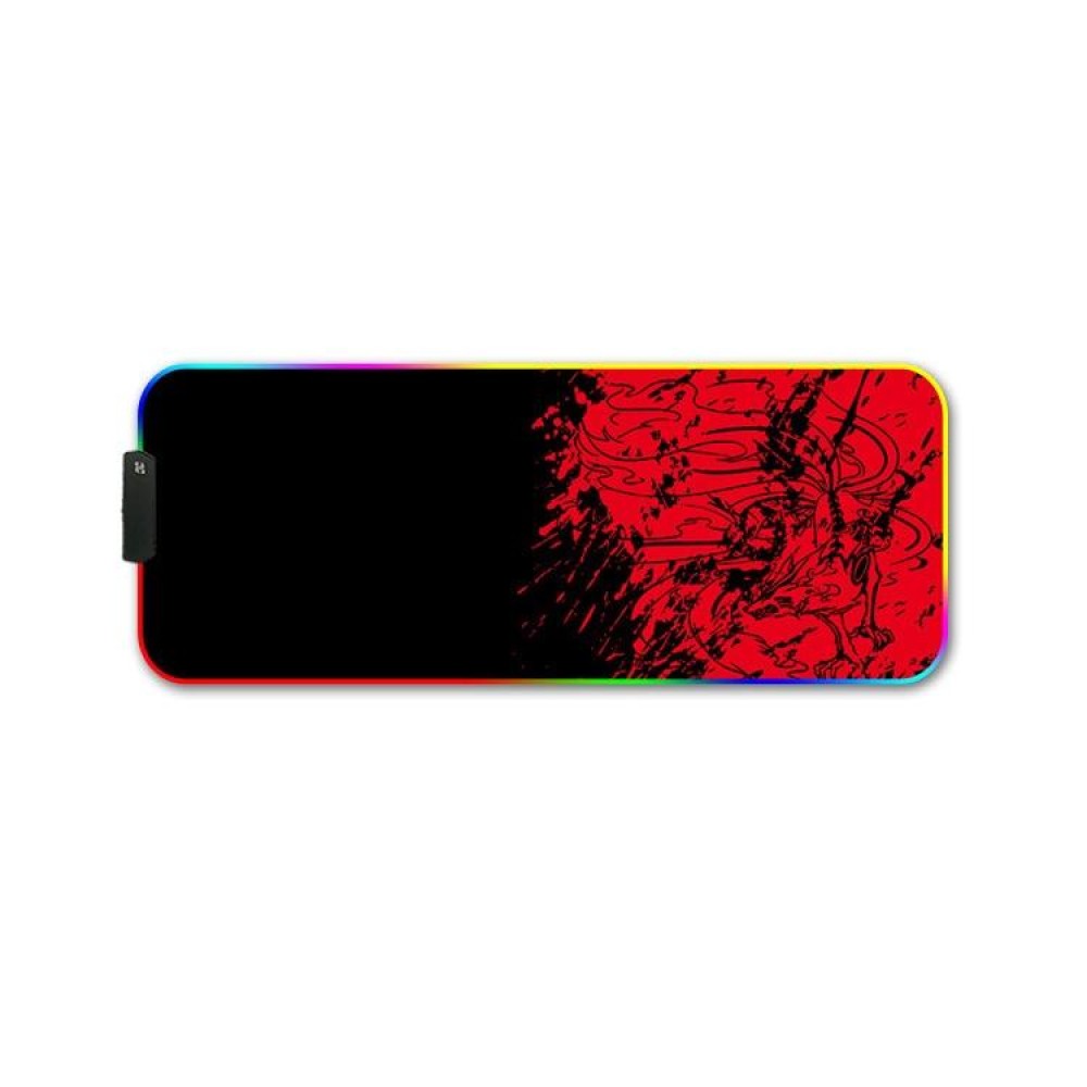400x900x4mm F-01 Rubber Thermal Transfer RGB Luminous Non-Slip Mouse Pad(Red Fox)