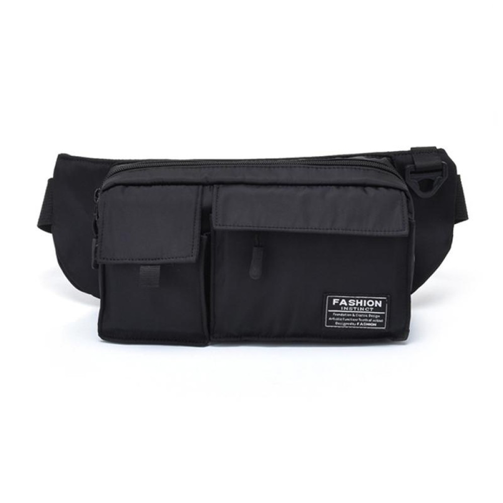 Men Nylon Leisure Chest Bag Multifunctional Outdoor Sports Waist Bag(Black)