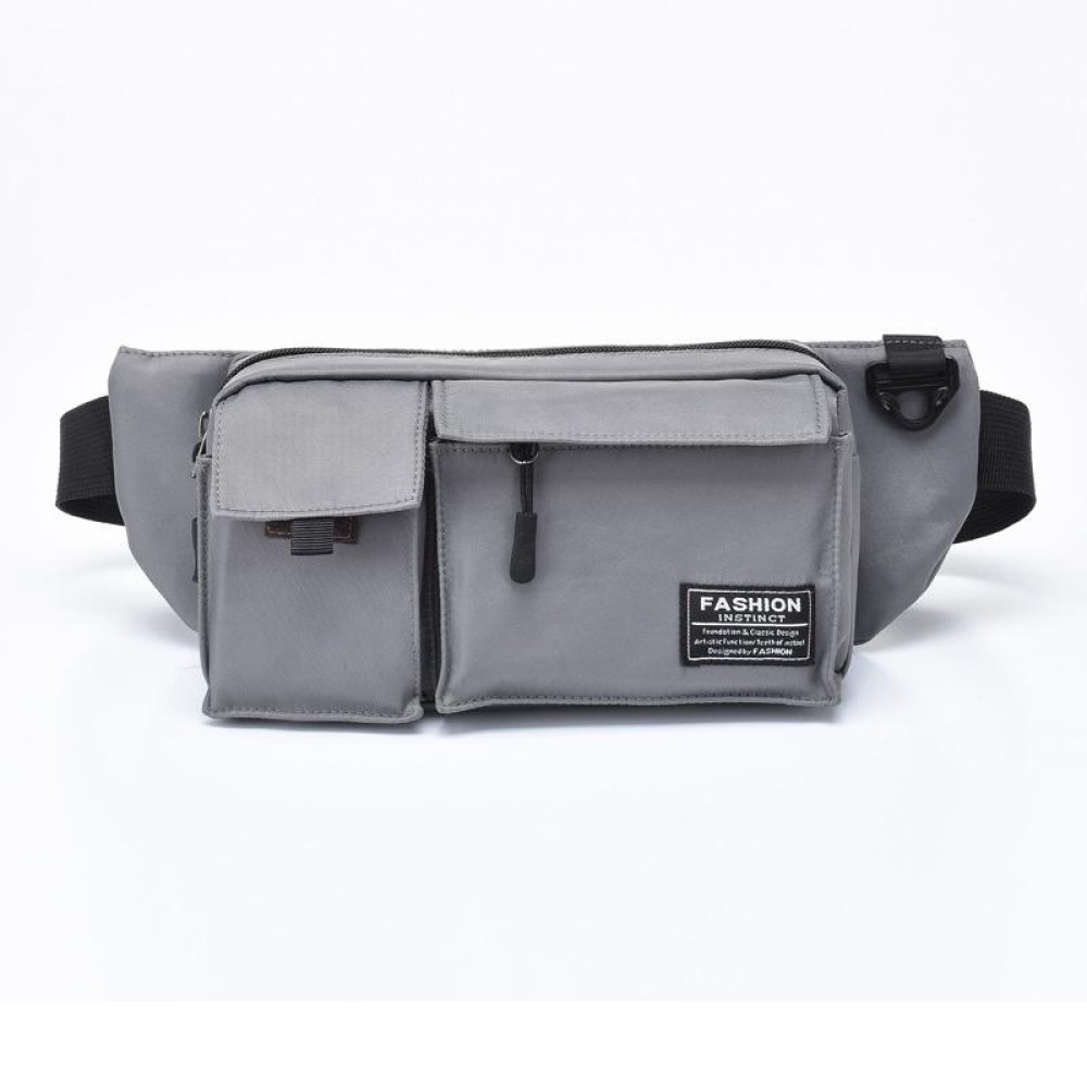 Men Nylon Leisure Chest Bag Multifunctional Outdoor Sports Waist Bag(Gray)