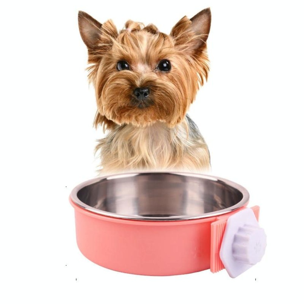 Pet Feeder Stainless Steel Dog Cat Bowl Hanging Fixed Dog Bowl Food Utensils, Specification: Large With  Steel Bowl(Random Color)