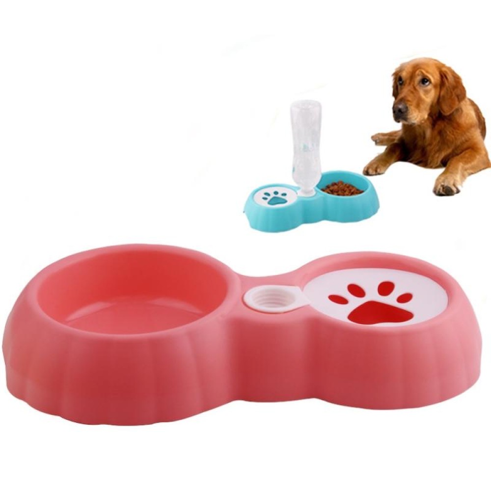 Pet Double Bowl Food And Drinker Cat And Dog Feeder Non-Wet Mouth Drinker(Pink)