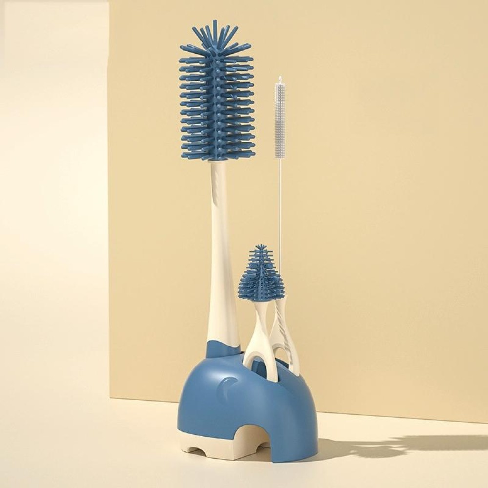 360 Degree Rotating Silicone Baby Bottle Brush Nipple Brush Cleaning Brush Set(Blue)