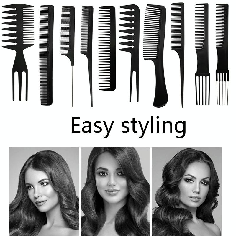 10pcs / Set Hairdressing Plastic Flat Comb