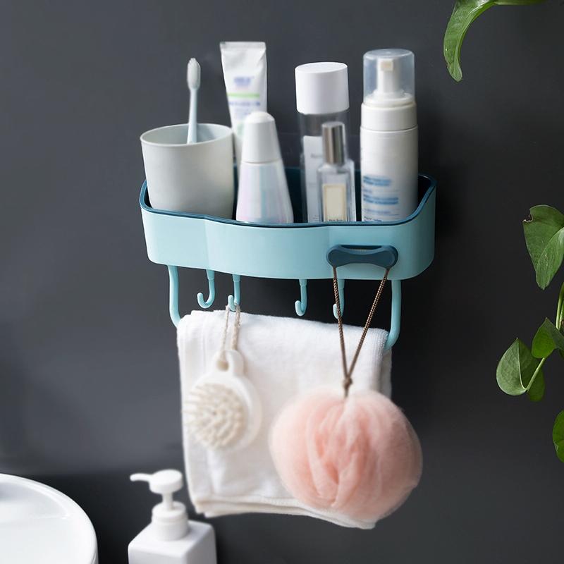 2 PCS Punch-Free Shelf Bathroom Suction Cup Storage Frame(Blue)
