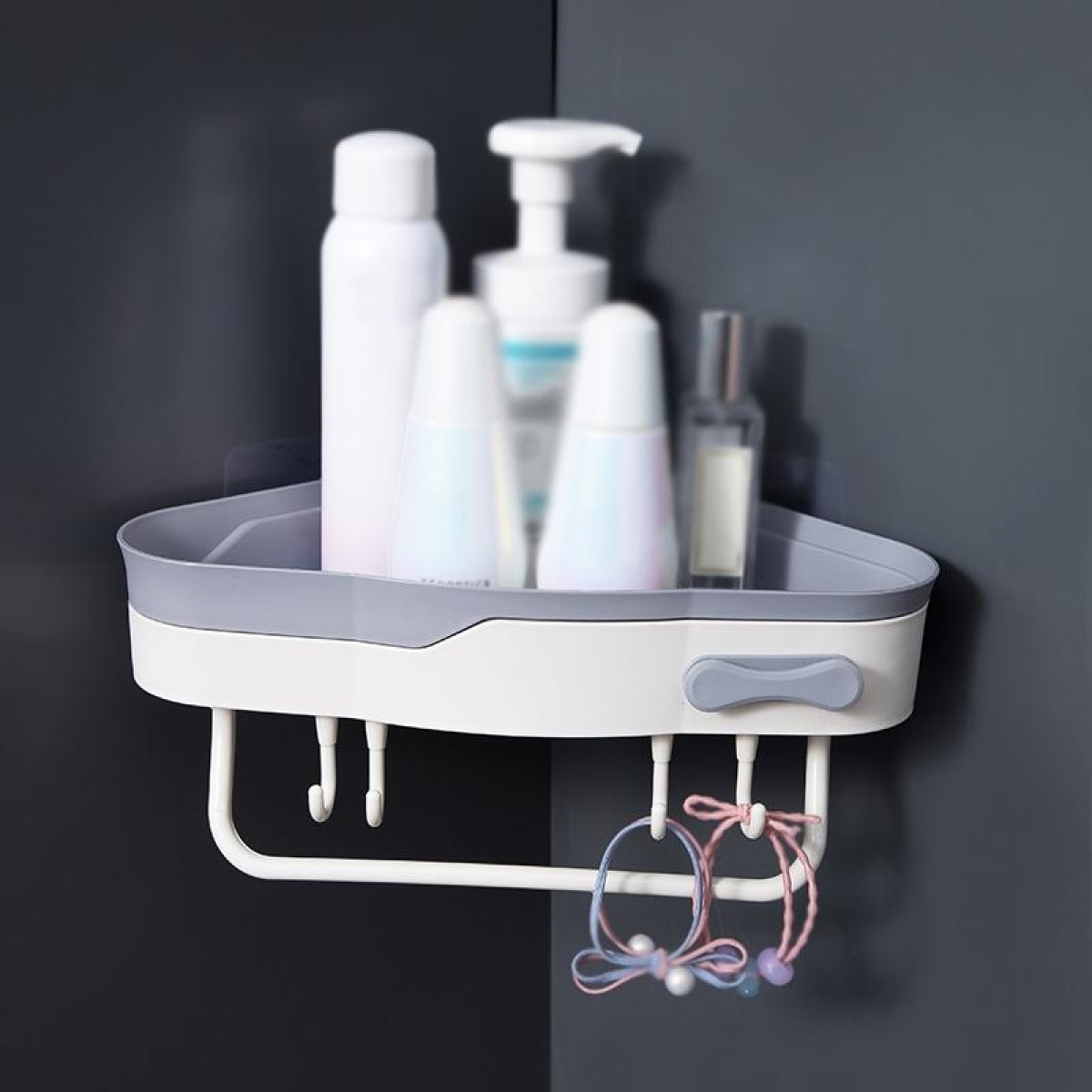 2 PCS Punch-Free Shaped Triangle Rack Bathroom Corner Shelf(White)