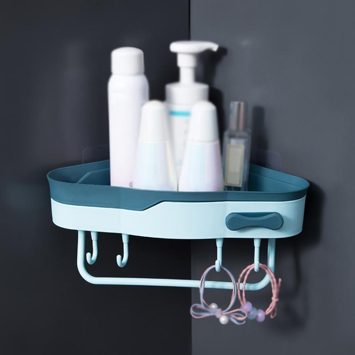 2 PCS Punch-Free Shaped Triangle Rack Bathroom Corner Shelf(Blue)
