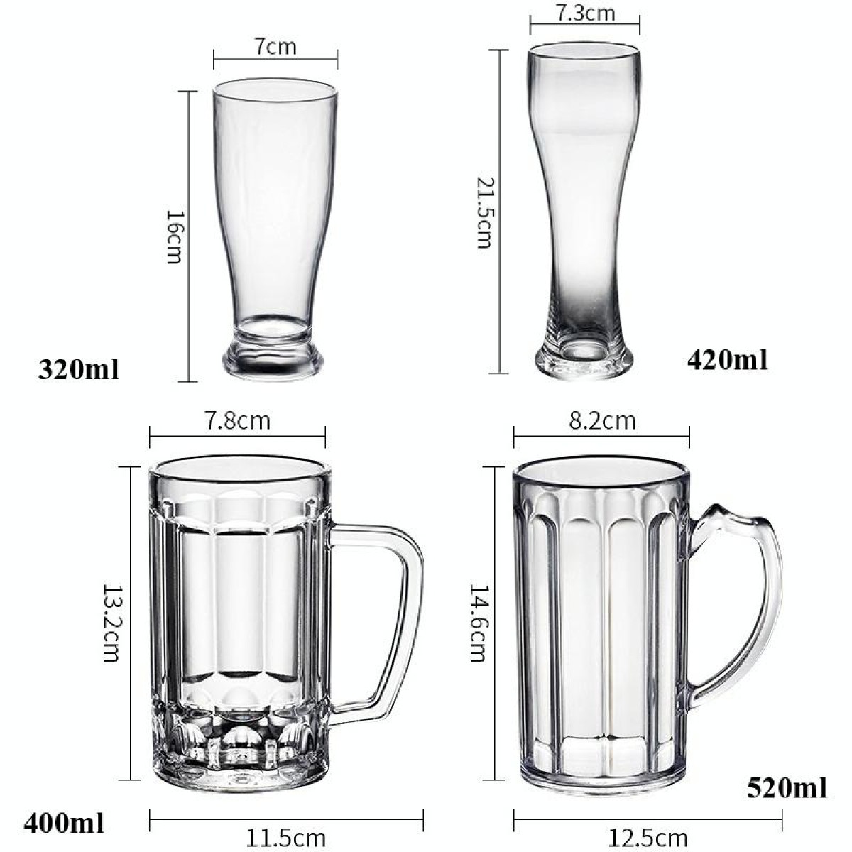 320ml No. 9 Cup Acrylic Beer Glass KTV Bar Beer Glass
