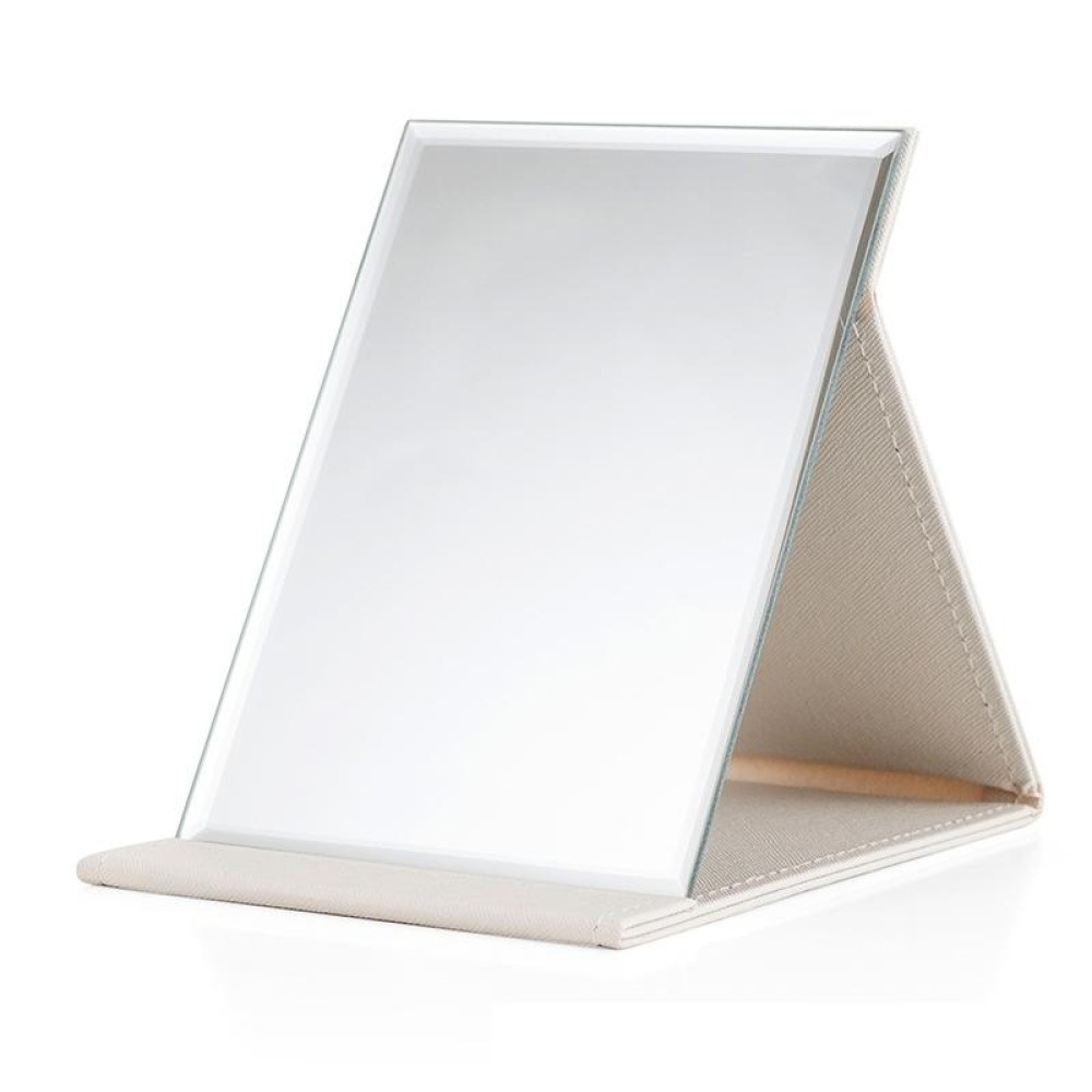 Folding Portable High-definition Makeup Mirror PU Leather Desktop Vanity Mirror,Size: Extra Large (White)