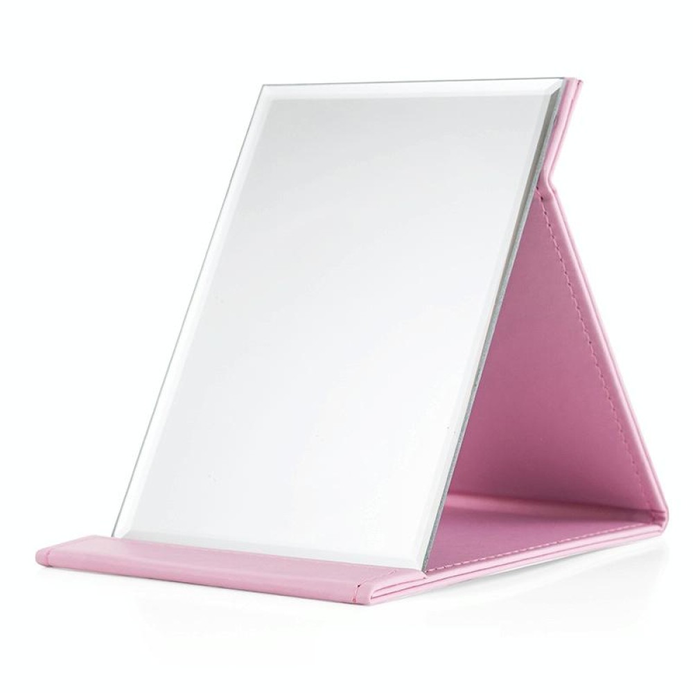 Folding Portable High-definition Makeup Mirror PU Leather Desktop Vanity Mirror,Size: Extra Large (Pink)