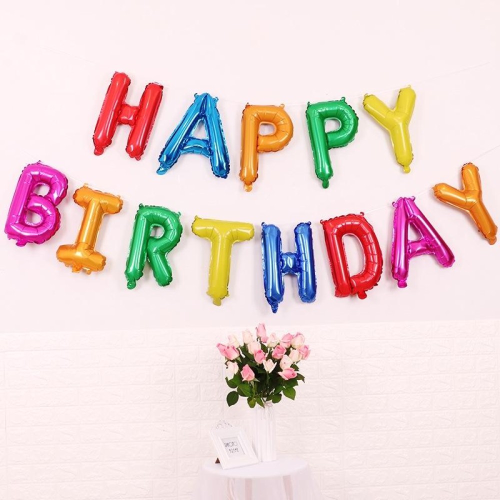 2 PCS 16 Inch Happy Birthday Letter Aluminum Film Balloon Birthday Party Decoration Specification：(US Version Color)