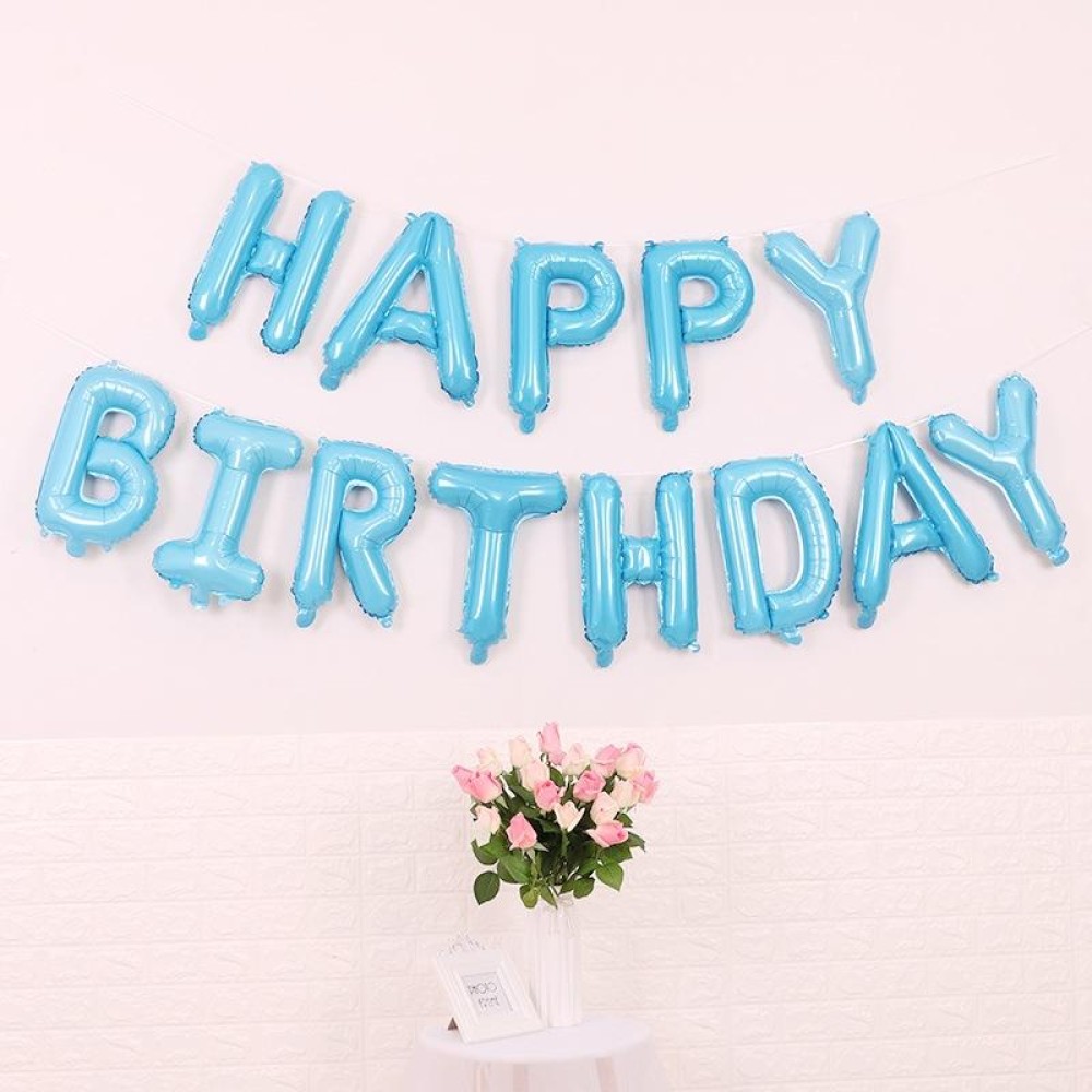 2 PCS 16 Inch Happy Birthday Letter Aluminum Film Balloon Birthday Party Decoration Specification：(US Version Bandy Blue)