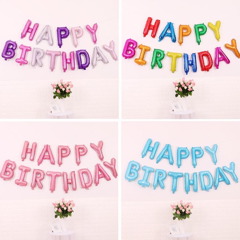 2 PCS 16 Inch Happy Birthday Letter Aluminum Film Balloon Birthday Party Decoration Specification：(US Version Bandy Blue)