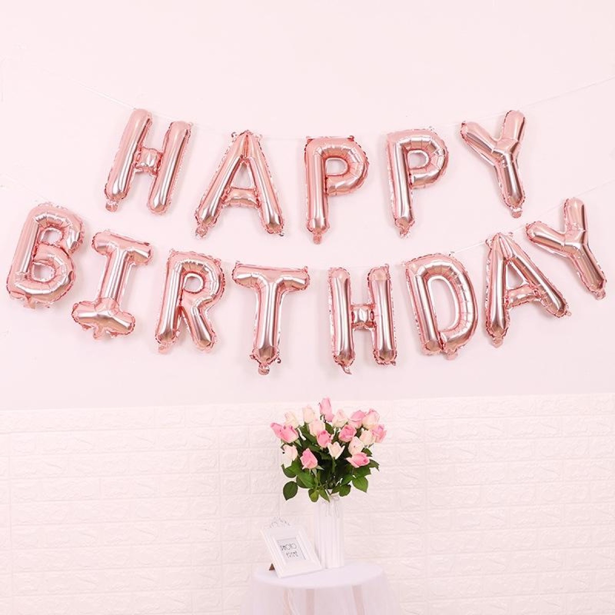 2 PCS 16 Inch Happy Birthday Letter Aluminum Film Balloon Birthday Party Decoration Specification：(US Version Rose Gold)