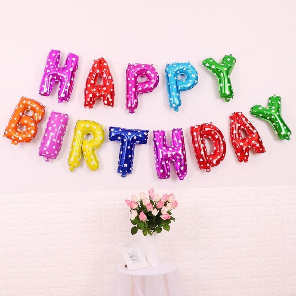 2 PCS 16 Inch Happy Birthday Letter Aluminum Film Balloon Birthday Party Decoration Specification：(Classic Color)