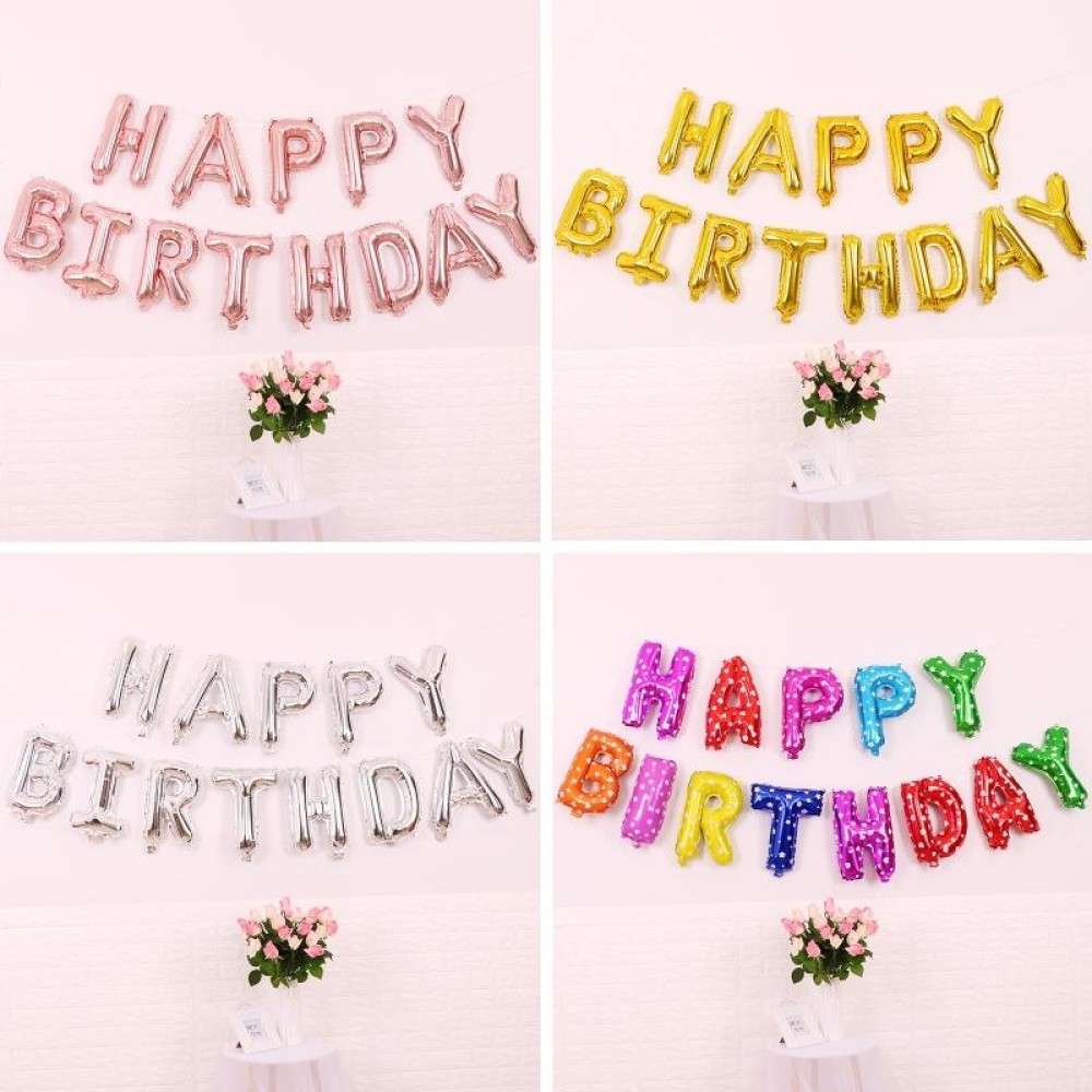 2 PCS 16 Inch Happy Birthday Letter Aluminum Film Balloon Birthday Party Decoration Specification：(Classic Color)