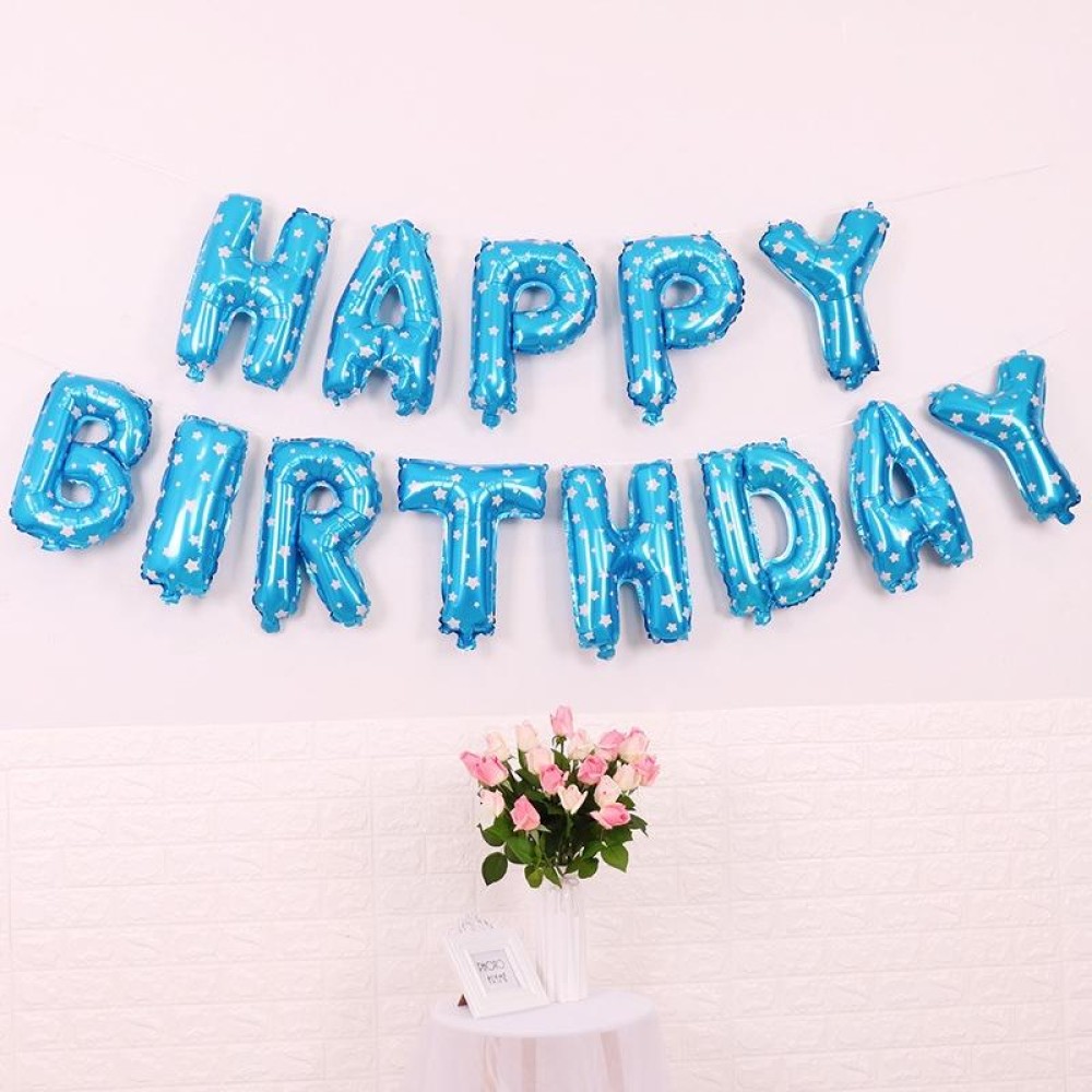 2 PCS 16 Inch Happy Birthday Letter Aluminum Film Balloon Birthday Party Decoration Specification：(Classic Blue)