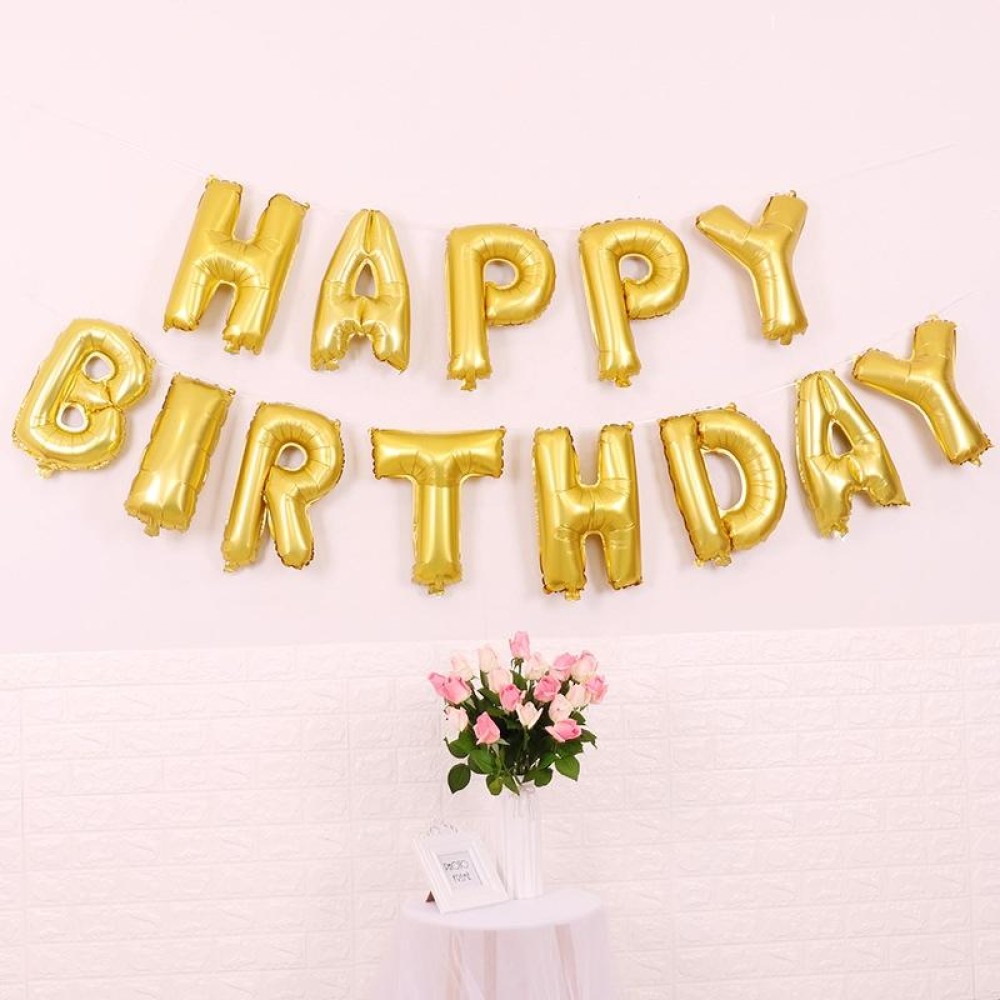2 PCS 16 Inch Happy Birthday Letter Aluminum Film Balloon Birthday Party Decoration Specification：(Classic Golden)