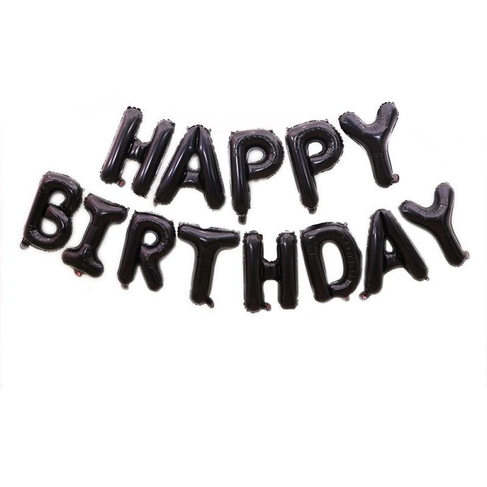 2 PCS 16 Inch Happy Birthday Letter Aluminum Film Balloon Birthday Party Decoration Specification：(US Version Black)