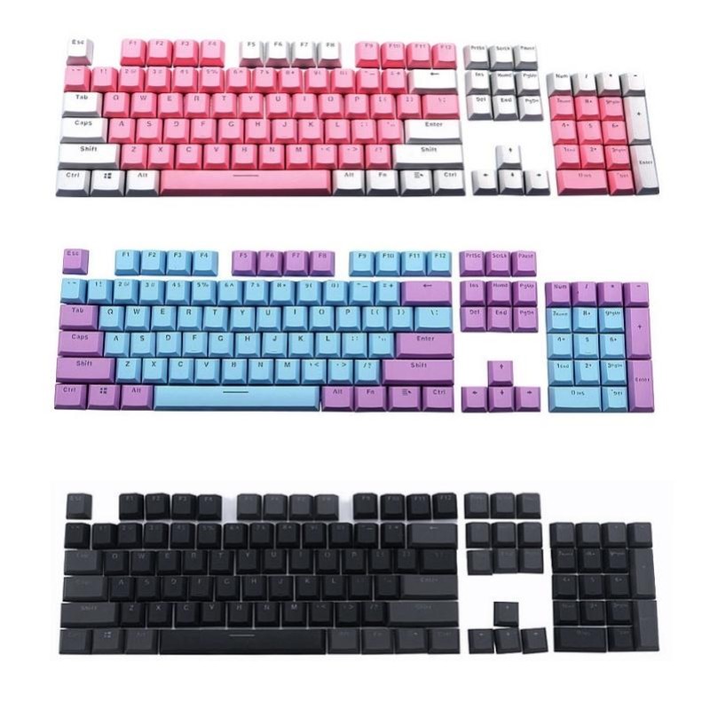 104-Keys Two-Color Mold Transparent PBT Keycap Mechanical Keyboard(Dark Grey)