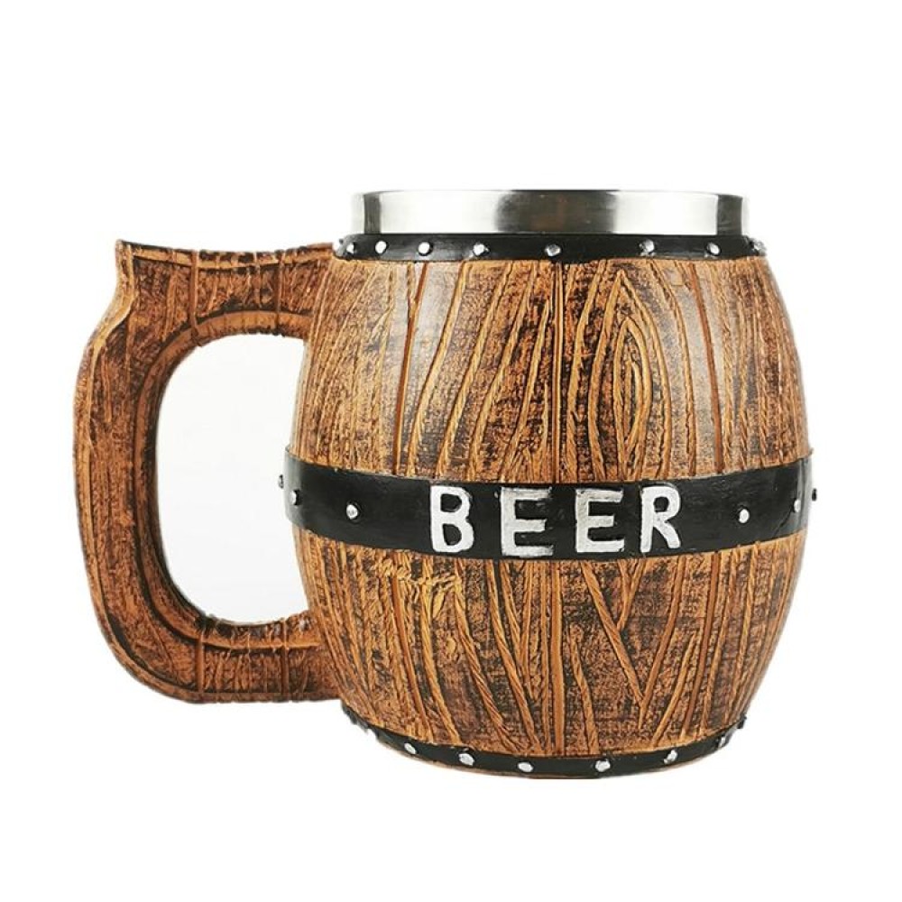 550ml Stainless Steel Wooden Barrel Beer Mug Large Capacity Wine Barrel Cup Personalized Bar Supplies
