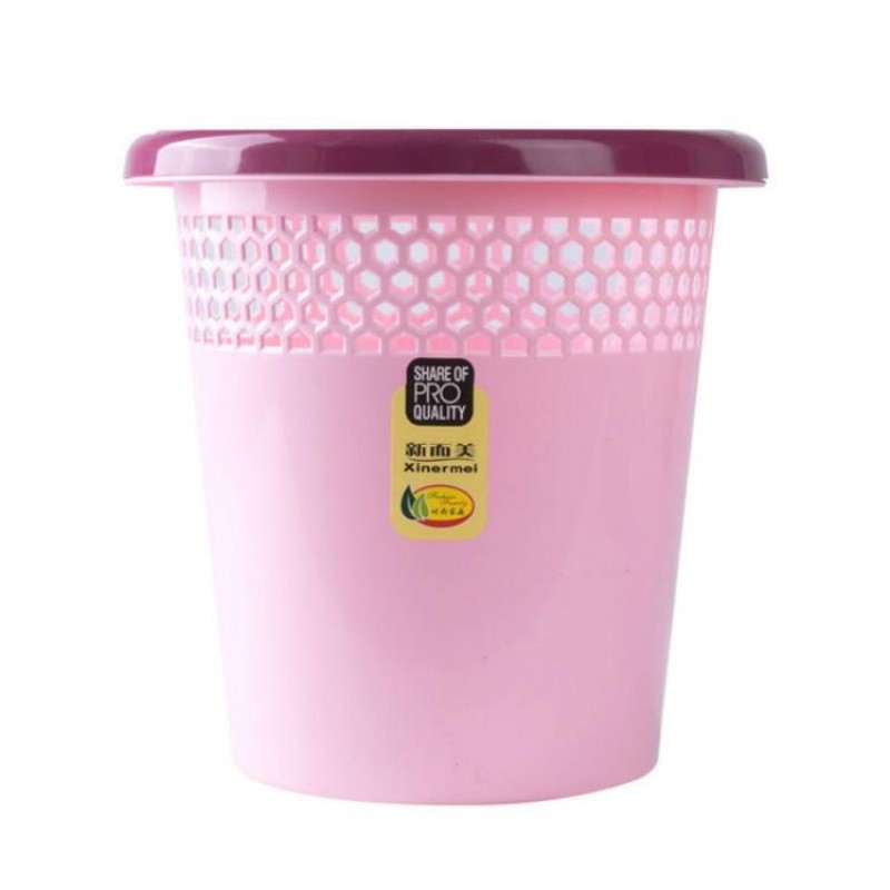 10 PCS Household Kitchen Living Room Bathroom Circular Press Ring Trash Can(Pink)