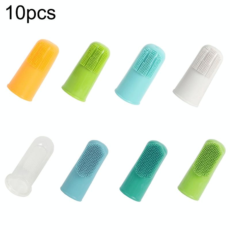 25 PCS Pet Finger Toothbrush Oral Cleaning Tool For Cats And Dogs Random Colour Delivery