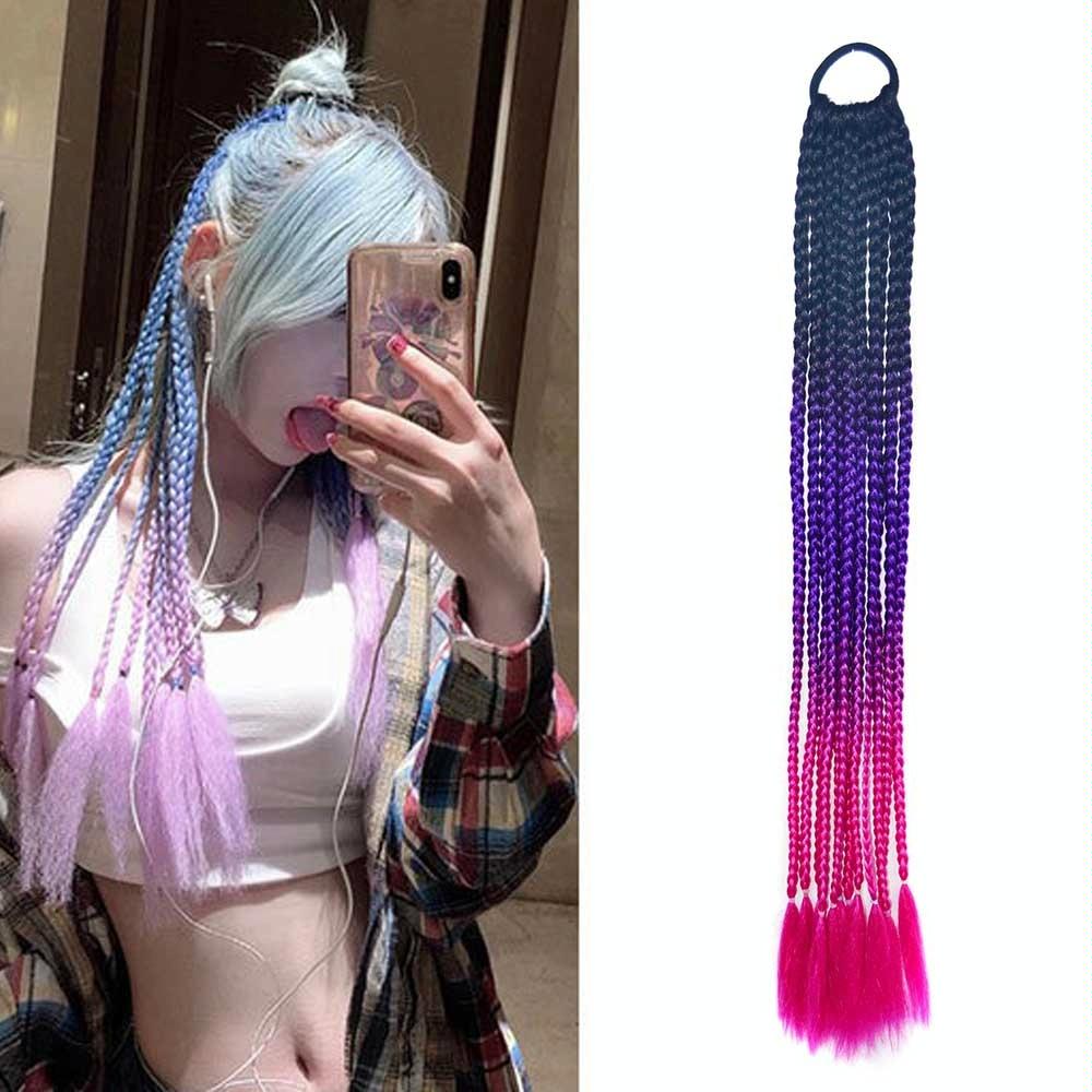 FQXBMW Colorful Braid Hair Band Wigs Corn Silk Colorful Dreadlocks Ponytail, Color: 50