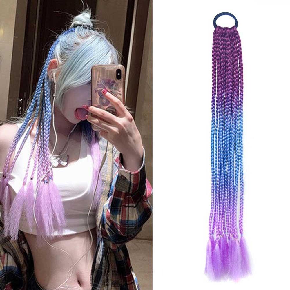 FQXBMW Colorful Braid Hair Band Wigs Corn Silk Colorful Dreadlocks Ponytail, Color: 56